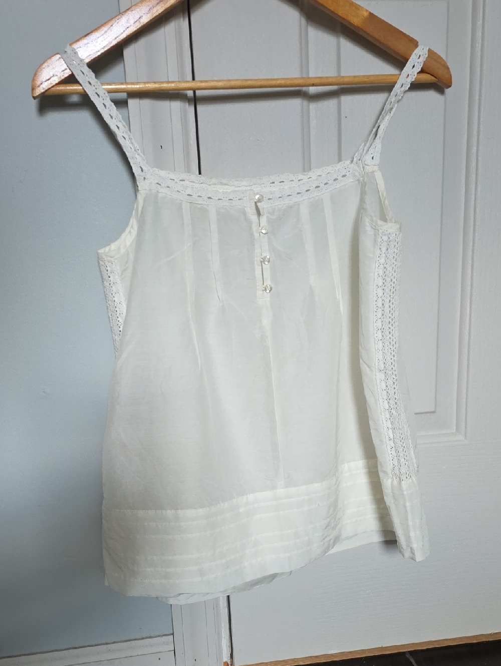 Lands' End White Lace-Trim Camisole Tank